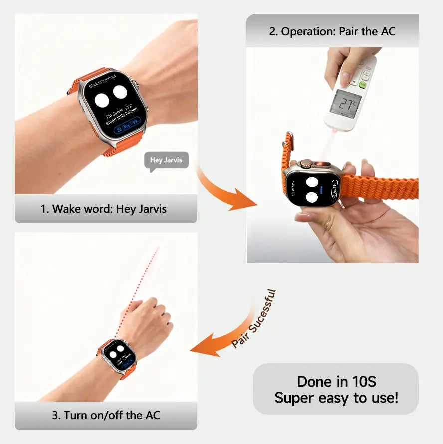 W&O Smart Watch with 2.02" Display, Bluetooth Calling, 100+ Sports Modes, Fitness Tracker, APP Notifications, Touch Screen, Compatible with iPhone and Android, Ideal for Gifting