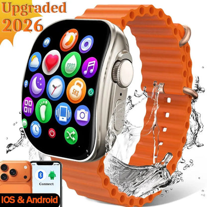 W&O Smart Watch with 2.02" Display, Bluetooth Calling, 100+ Sports Modes, Fitness Tracker, APP Notifications, Touch Screen, Compatible with iPhone and Android, Ideal for Gifting