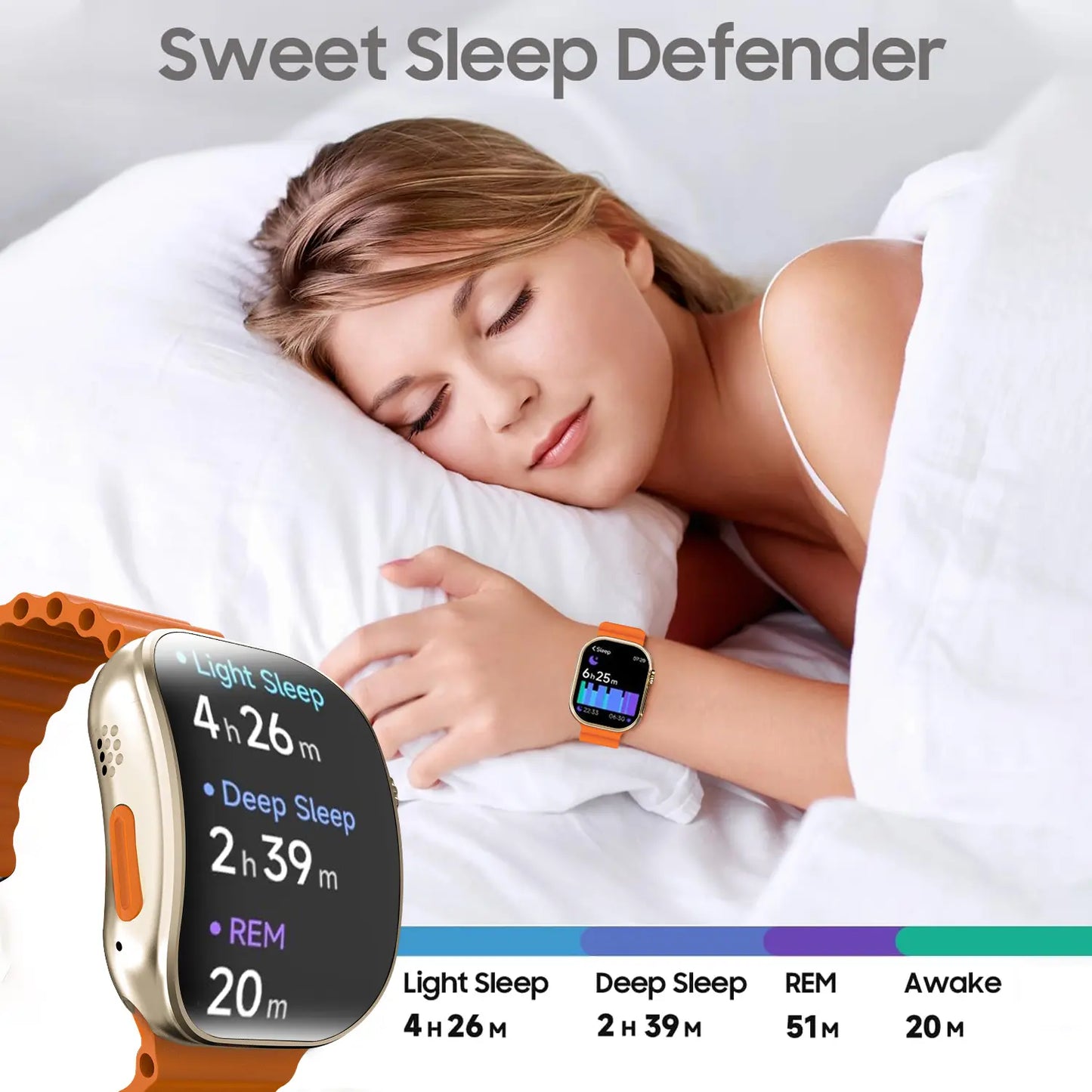 W&O Smart Watch with 2.02" Display, Bluetooth Calling, 100+ Sports Modes, Fitness Tracker, APP Notifications, Touch Screen, Compatible with iPhone and Android, Ideal for Gifting